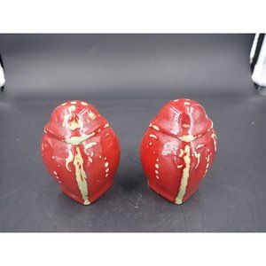 Orange Drip Glaze Vintage Bombay China Salt and Pepper Shakers